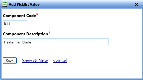 Add picklist value - Repair Component